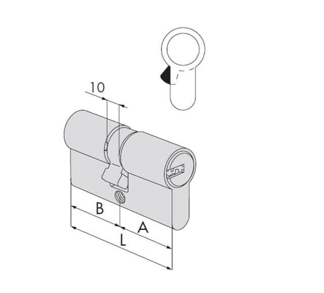 Cilindro Cisa Asix niquel, leva corta, llave de puntos - Imagen 2