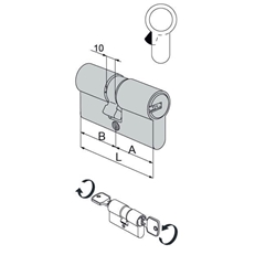 Cilindro Cisa AsixP8 doble embrague, niquel, leva larga, llave de puntos - Imagen 2