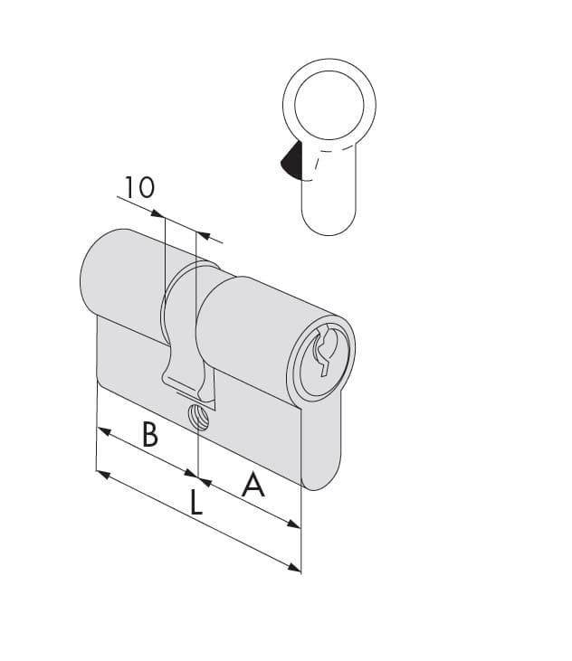 Cilindro Cisa Logoline niquel, leva larga, llave de serreta - Imagen 2