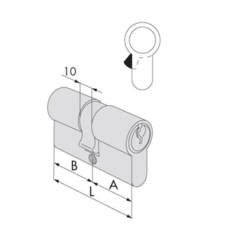 Cilindro Cisa Logoline niquel, leva larga, llave de serreta - Imagen 2